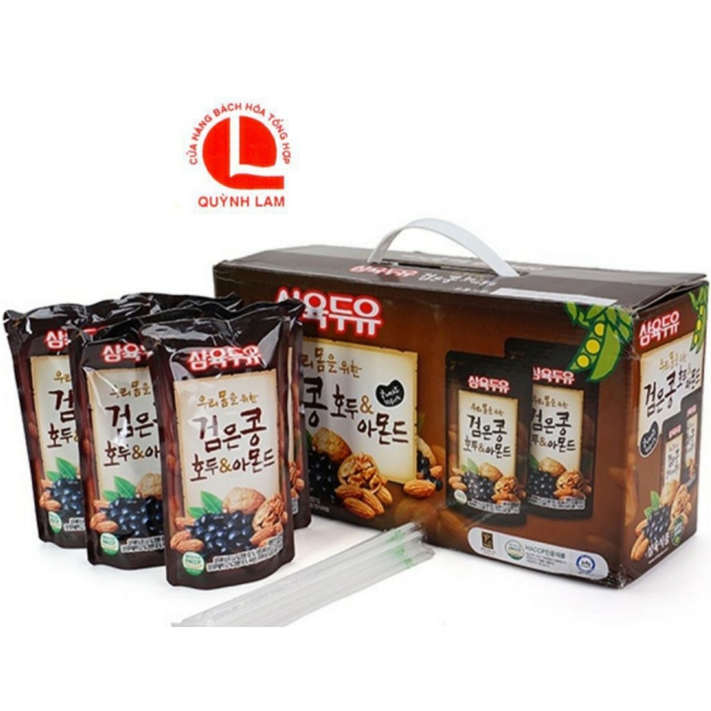 Sữa óc chó hạnh nhân đậu đen Hàn Quốc xách 20 túi 195ml