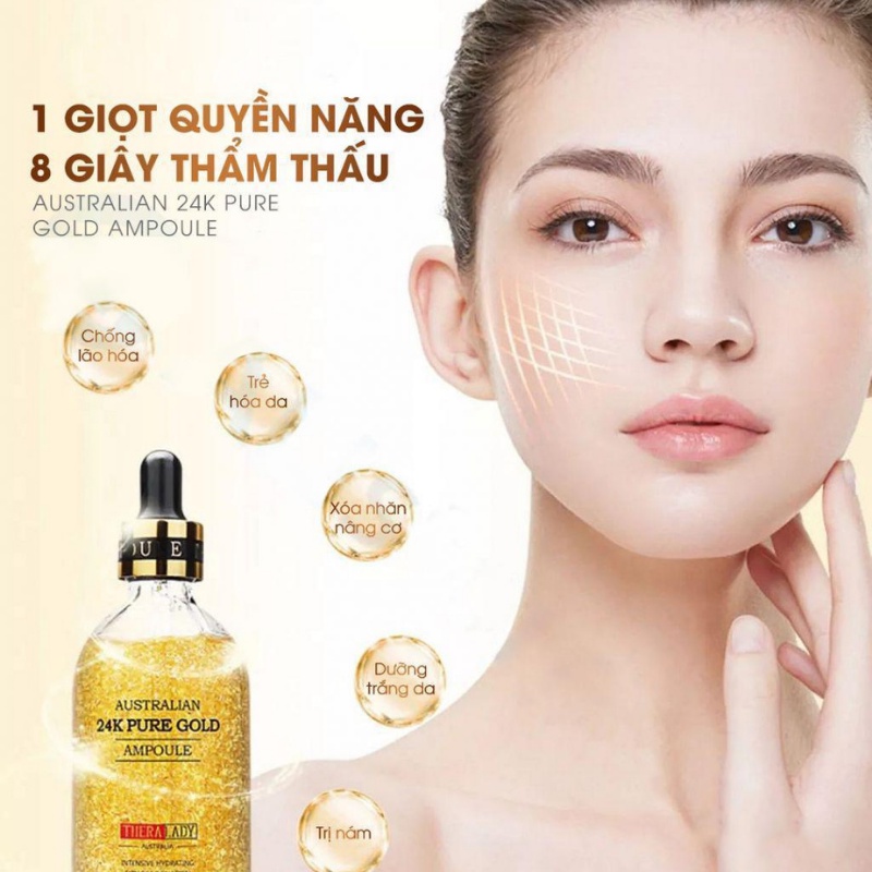 serum tinh chất vàng 24k Thera Lady Australian 24k Pure Gold Ampoule 100ml Cấp ẩm chống oxy hóa cho làn da trẻ đẹp