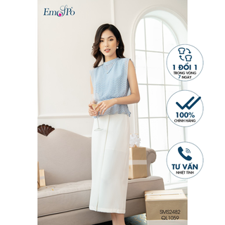 Quần Culottes gập ly một bên ống Emspo QL1059 (Đen, Trắng)