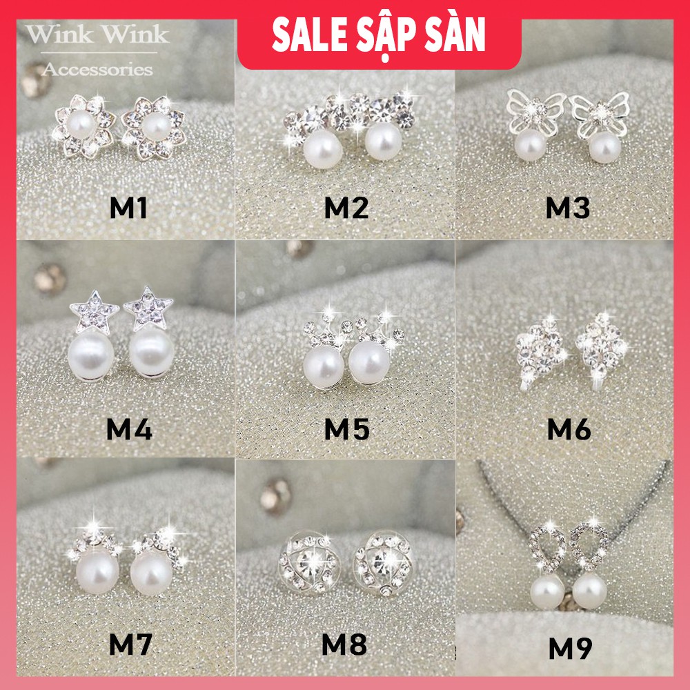 GIÁ CỰC SỐC 💖 Bông tai đính đá ngọc trai nhân tạo| Mẫu khuyên tai đẹp 2021 - Trang sức Wink Wink Accessories
