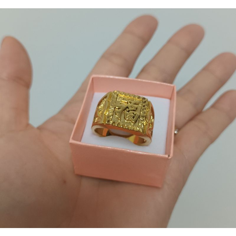 Nhẫn nam in chữ Phúc may mắn hạnh phúc tài lộc thép Titan không đen không gỉ