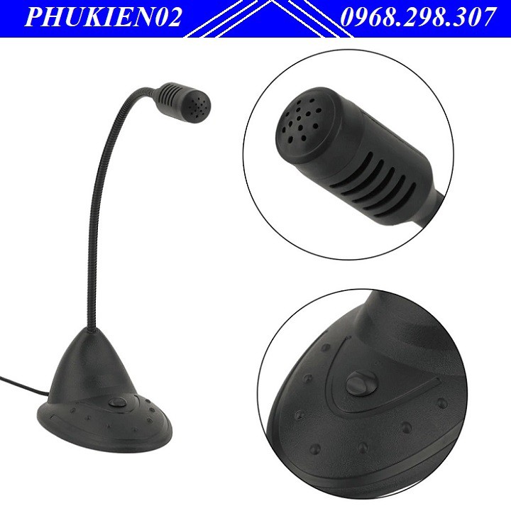 Micro để bàn nhỏ gọn cho máy tính T21 - Mic hội nghị chân cắm 3.5 phù hợp laptop, PC, karaoke, live stream chuyên nghiệp