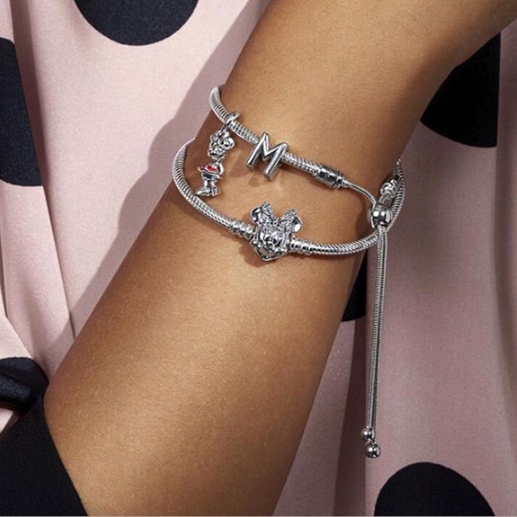 Dây Chuyền Mạ Bạc 925 Mặt Hình Chuột Minnie Lấp Lánh