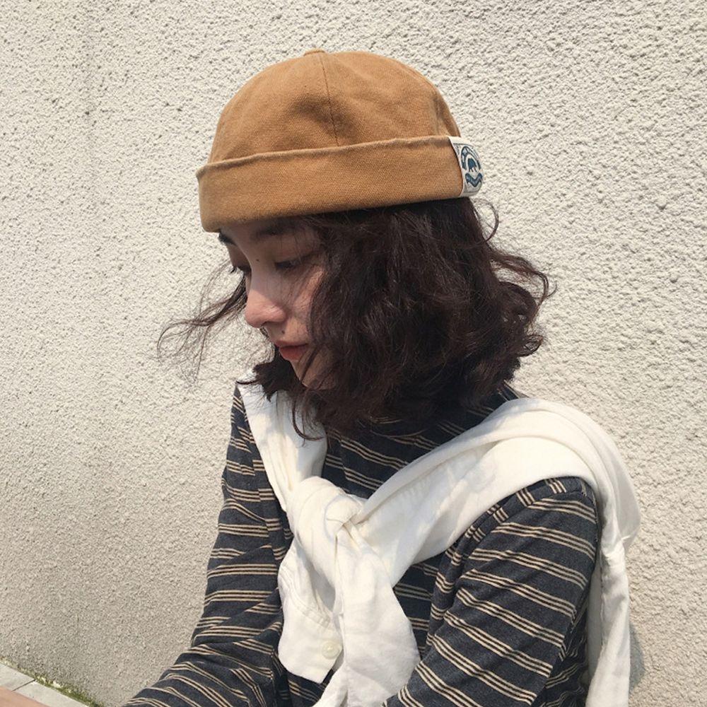 Mũ Beanie Vải Không Vành Màu Trơn Ấm Áp Phong Cách Hàn Quốc Dễ Thương Dành Cho Nữ
