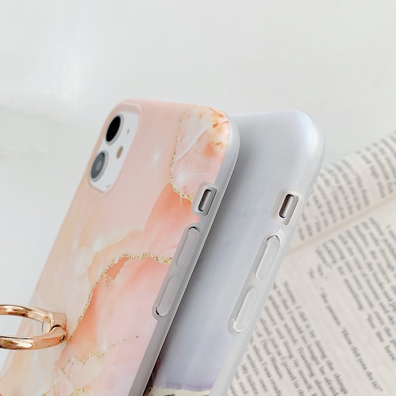 Ốp Điện Thoại Dẻo Họa Tiết Vân Đá Sang Trọng Kèm Giá Đỡ Nhẫn Cho iPhone 14 13 12 11 Pro MAX X XR XS MAX 8 7 Plus + SE 2020