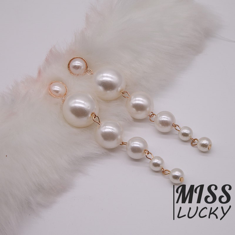 Đôi khuyên tai nữ kiểu dáng dài gắn ngọc trai thời trang độc đáo