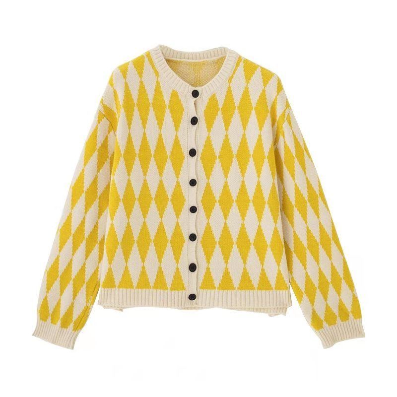 Áo Khoác Cardigan Dệt Kim Dáng Rộng Đính Kim Cương Giả Kiểu Retro Dễ Phối Đồ Cho Nữ