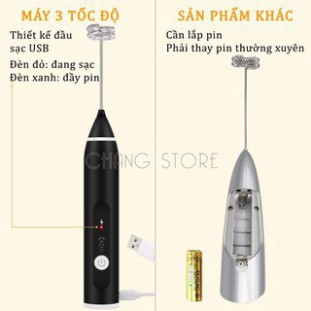 Máy đánh trứng cầm tay, tạo bọt sạc điện USB hiệu SOKANY chất liệu thép không gỉ, tóc đọ máy lên đến 15000 vòng/phút.