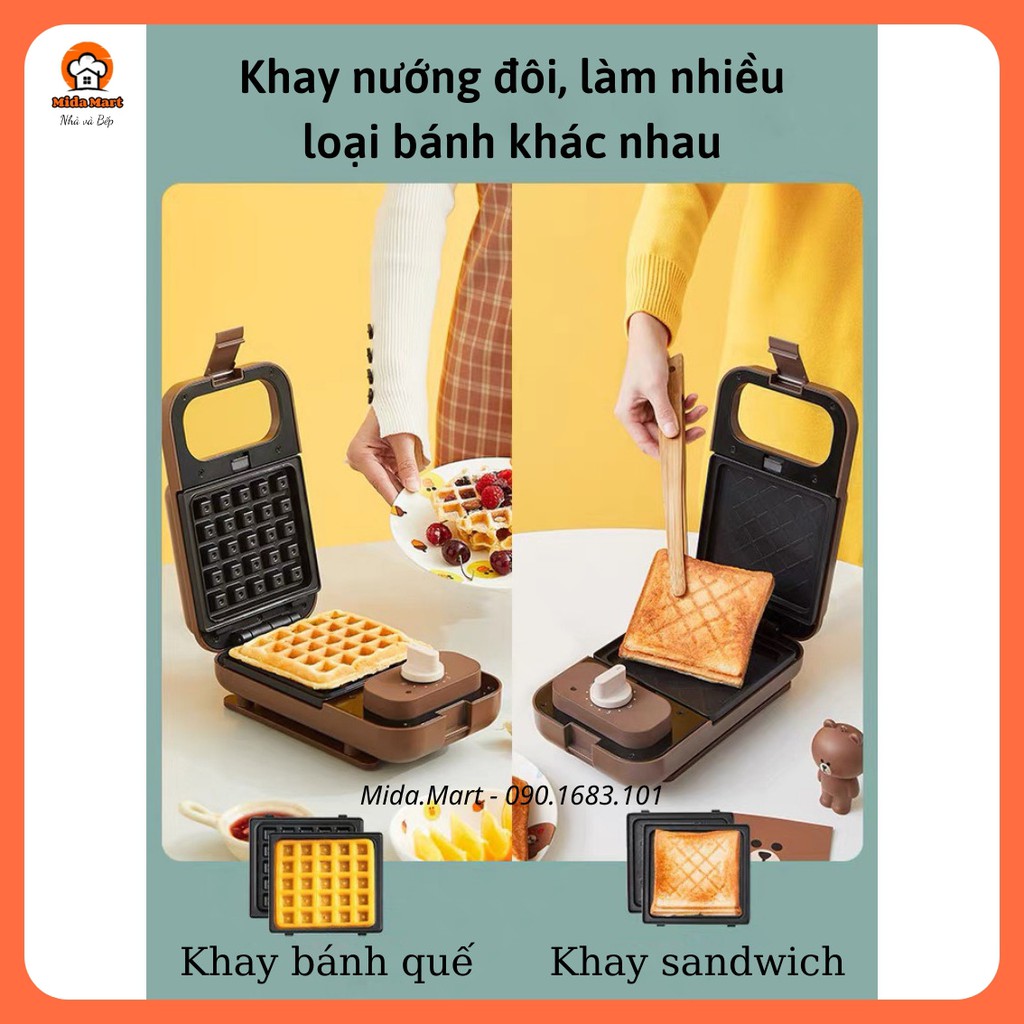 🔥 MÁY KẸP LÀM SANDWICH LINE FRIENDS VỊT SALLY, GẤU BROWN CHÍNH HÃNG JOYOUNG JK1312-K72 BÀO HÀNH 6 THÁNG🔥