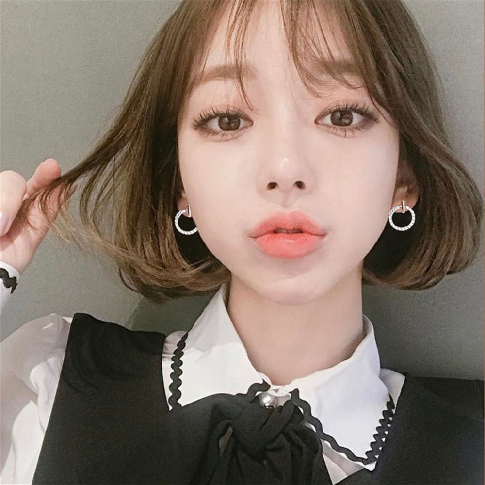 Bông Tai Tròn Đính Đá Thời Trang Cho Nữ