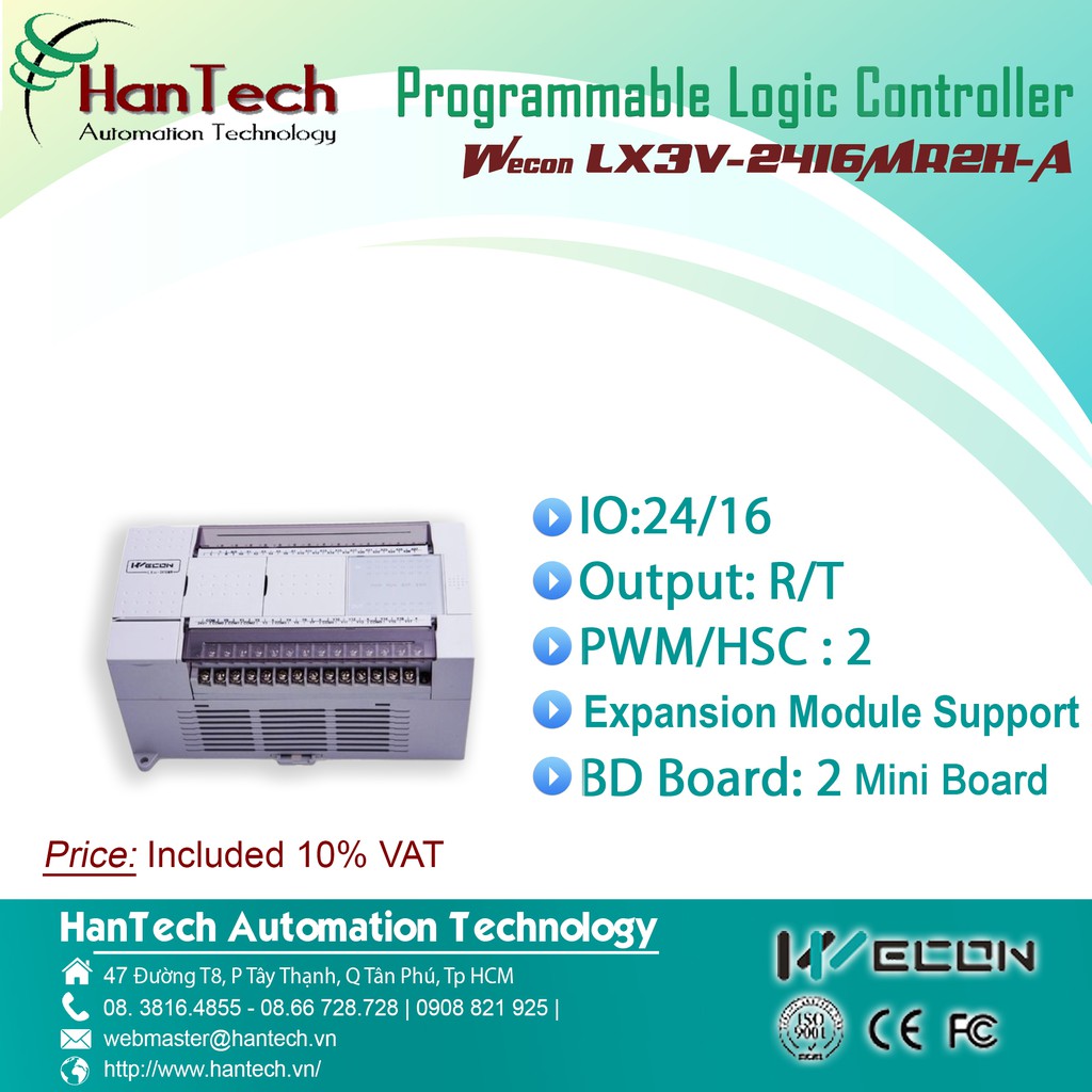 21/ Bộ điều khiển logic có khả năng lập trình (PLC)  Wecon LX3V-2416MR2H-A  [HanTech Automation Technology]