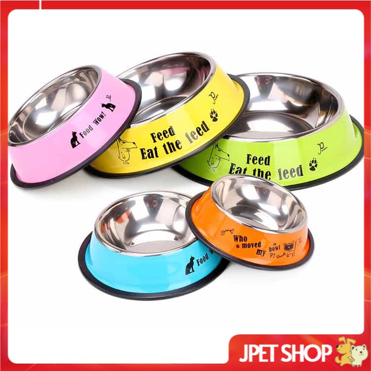 Bát ăn Inox màu dành cho chó mèo chống lật, chống trượt, bền đẹp - Jpet Mart