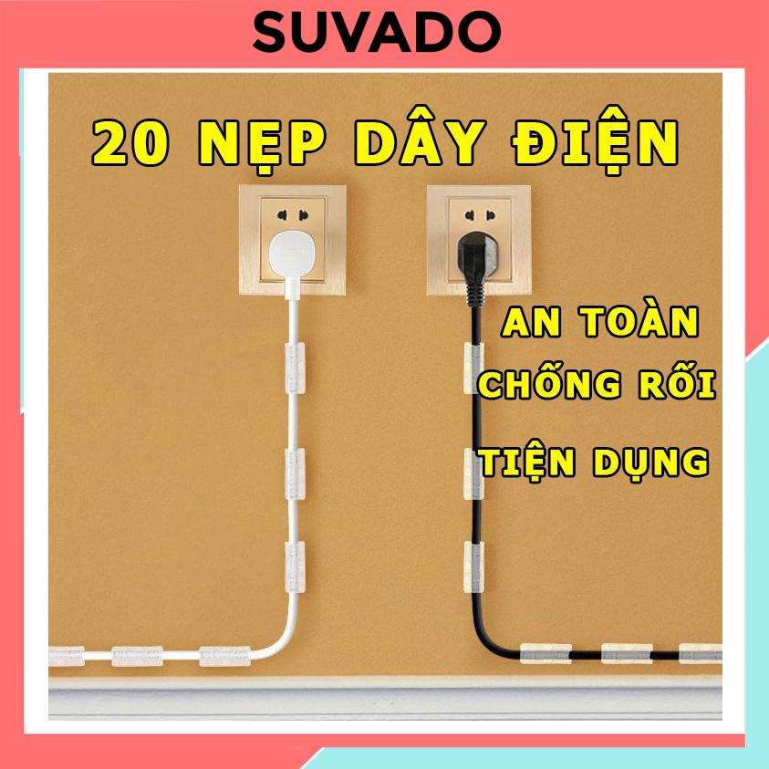 20 Nẹp Cố Định Dây Điện keo 3m mới LXQ20 Kẹp Giữ Cáp Sạc Nẹp Dây Điện Chống Rối Dán Tường Siêu dính SUVADO