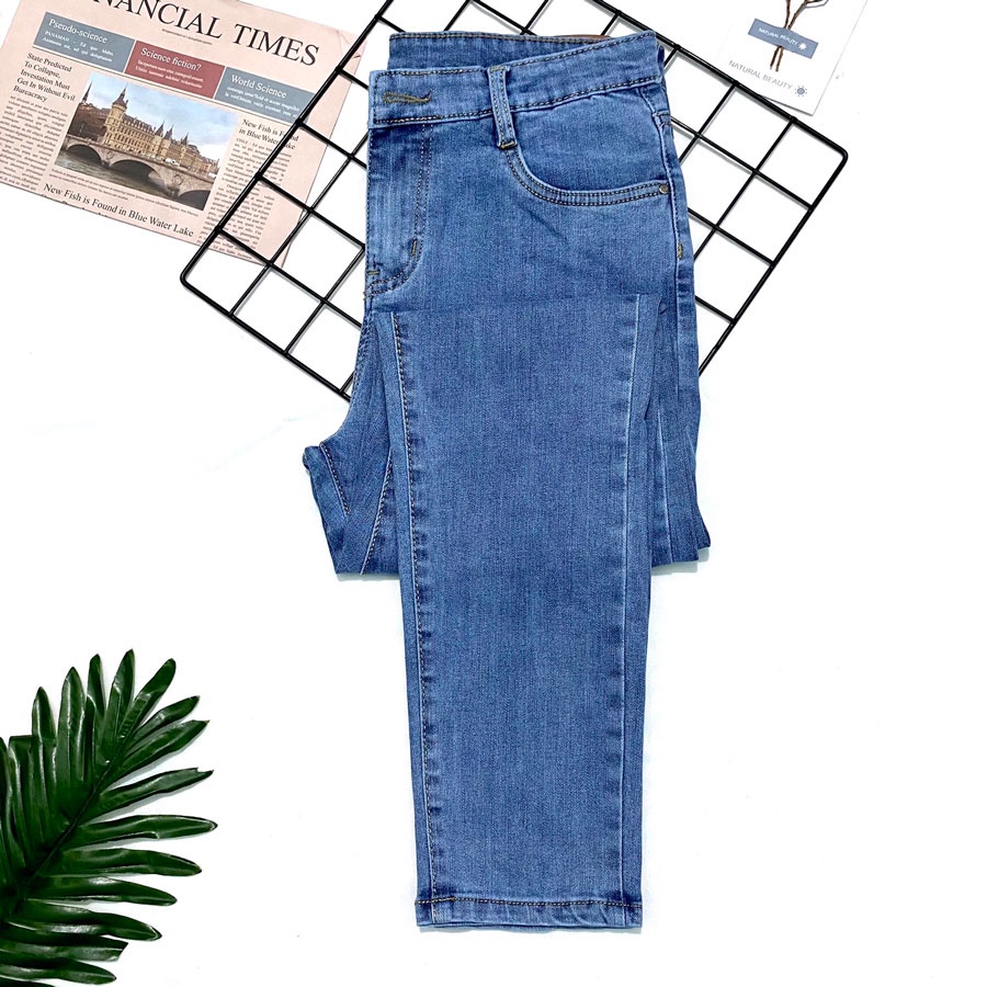 Quần jeans nữ bigsize lưng cao 48-95kg G-Jeans co giãn có túi, quần bò big size cạp cao dáng ôm trơn dài