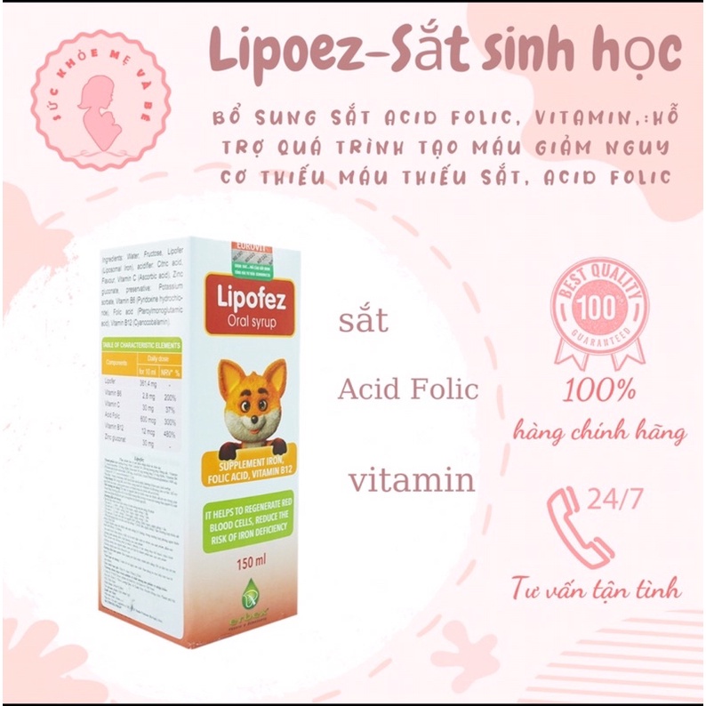 Siro Lipofez Bổ Sung Sắt Và Các Vitamin Khác Cho Cơ Thể 150ml - TP104