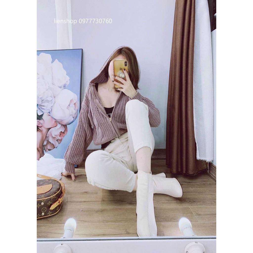 Bigsize - Áo khoác len chùm mũ V35