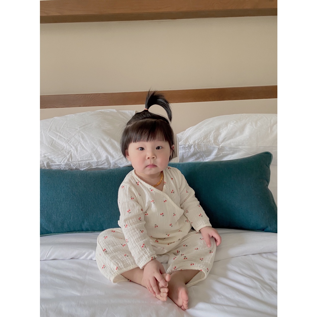 Bộ pijama cho bé SODA KIDS thiết kế vạt chéo vải xô Muslin phong cách Hàn Quốc