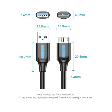 Cáp sạc nhanh vention micro b usb 3.0 5gbps 3a dành cho ổ cứng di động chất lượng cao