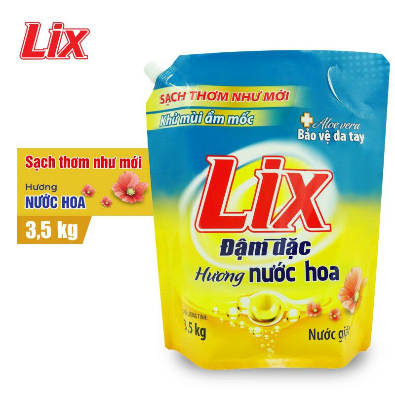 Nước giặt Lix Hương Nước Hoa Túi 3.5Kg - Tẩy Sạch Cực Mạnh Vết Bẩn - NGH07