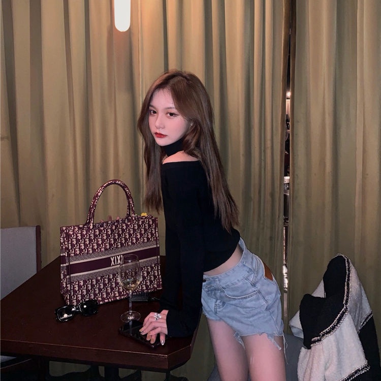 Áo thun COZOKC tay dài hở vai thiết kế quyến rũ cho nữ