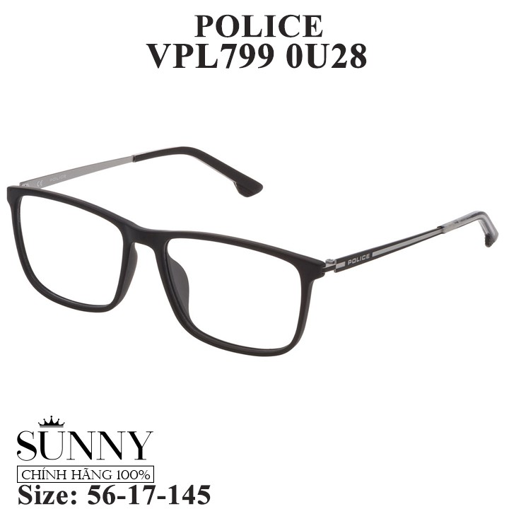 Gọng kính thời trang chính hãng Police VPL799, thiết kế dễ đeo bảo vệ mắt