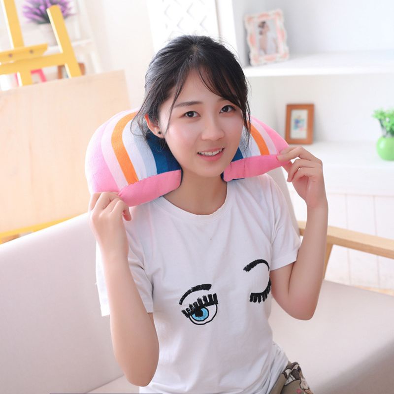 Gối Kê Cổ Hình Chữ U Màu Cầu Vồng Trang Trí Phòng Ngủ Cho Bé