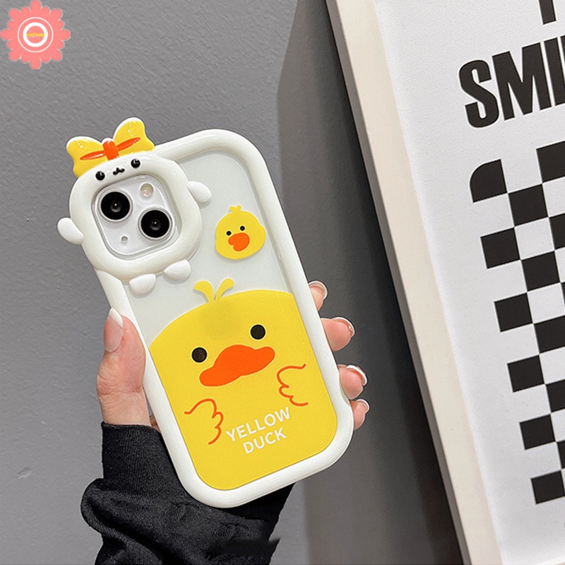 Ốp Điện Thoại Hình Chú Vịt Vàng 3D Cho iPhone 11 13 12 14 Pro MAX 7plus XR X XS MAX 7 8 6 6S 14 Plus SE 2020