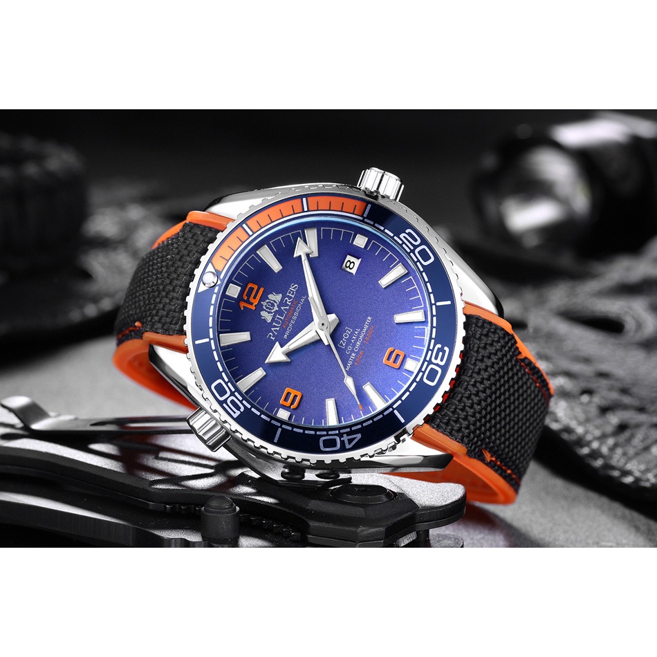 Đồng hồ nam Paulareis OM04  dây silicon phối sợi- đồng hồ nam cao cấp có dạ quang