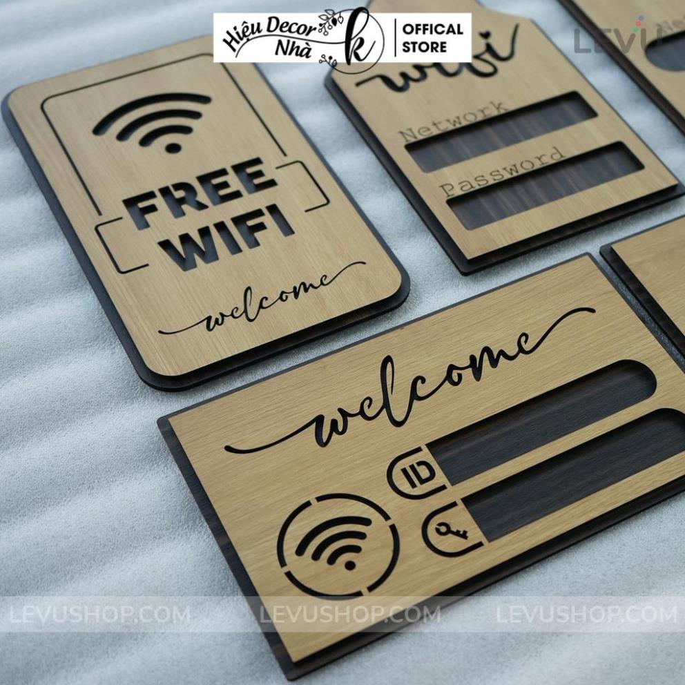 Bảng gỗ decor vintage thông tin wifi trang trí nhà hàng, khách sạn, homestay cao cấp - Hiệu Nhà K