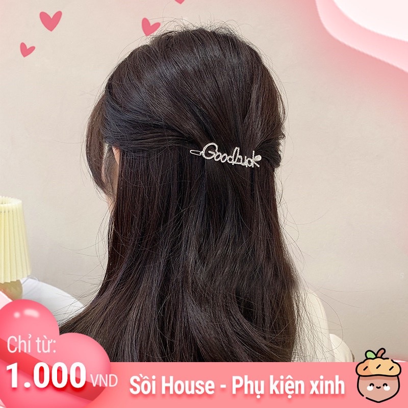 Kẹp Tóc Nữ Chữ Goodluck Đính Đá Thời Trang Sang Chảnh Sồi House