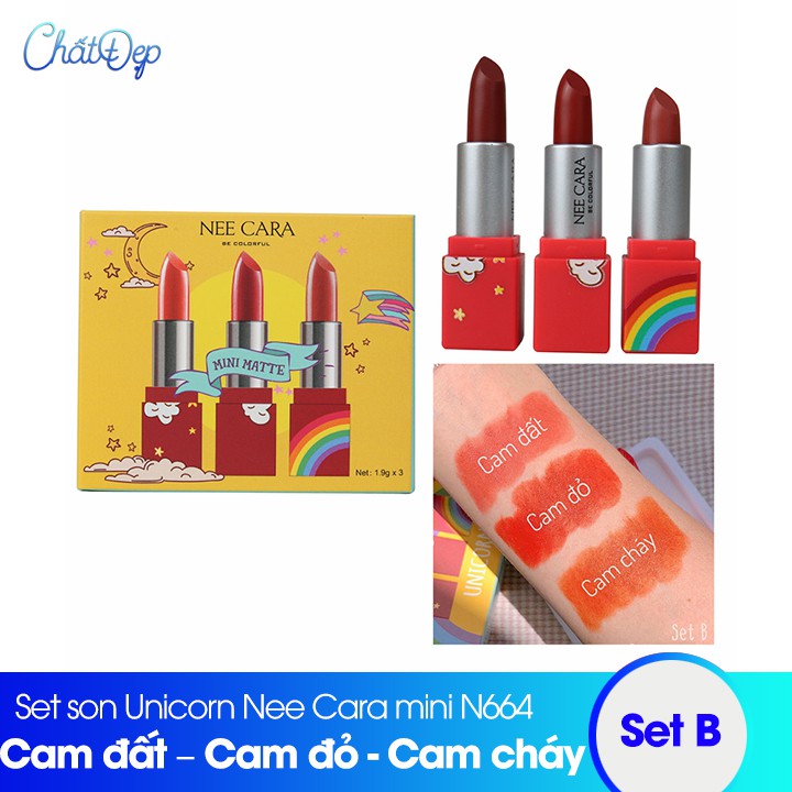 Set son 3 thỏi Unicorn Nee Cara mini N664