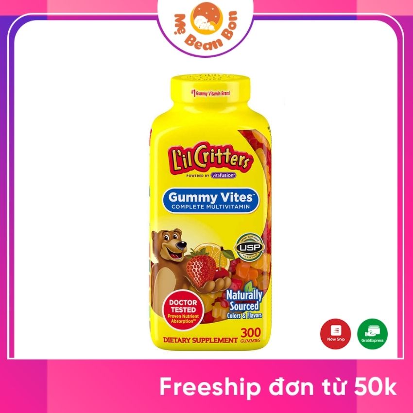Kẹo dẻo  L’il Critters Gummy Vites Complete Multivitamin 300 viên bổ sung Vitamin  giúp bé phát triển toàn diện của Mỹ