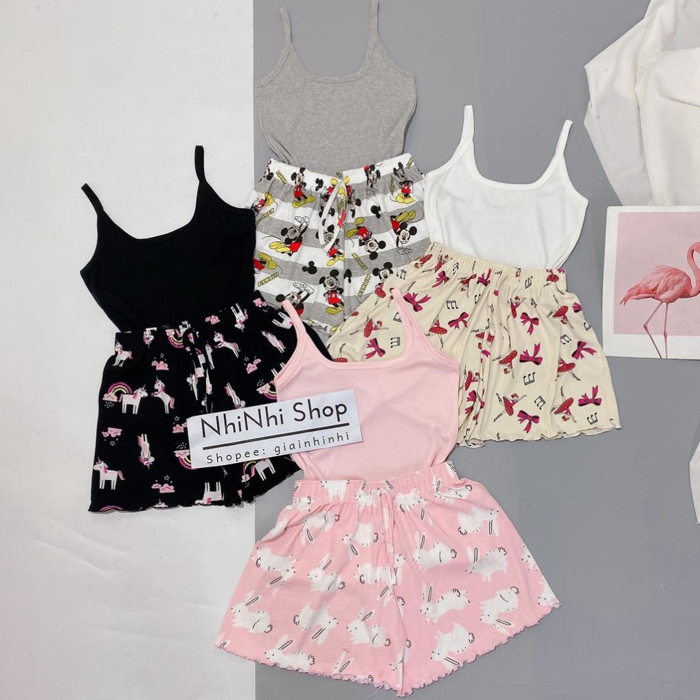 Sét đồ ngủ hai dây họa tiết sexxy co giãn, Bộ ngủ 2 dây mát lạnh BN0082 - NhiNhi Shop