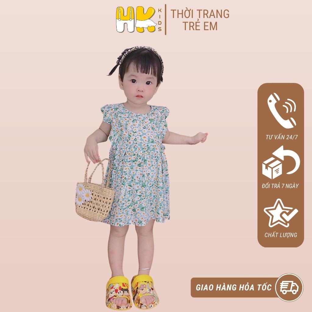 Váy lanh bé gái HC KIDS, kiểu đầm dáng suông cánh tiên mềm mại cho các bé diện hè (sz 1-6 tuổi) - HK KIDS