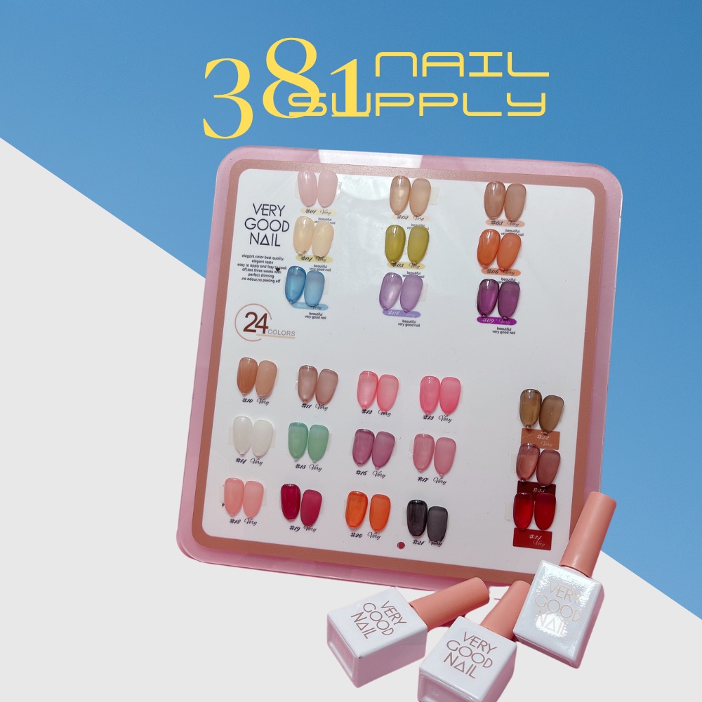 Set Sơn Gel Thạch Very Good Nail 24 Màu Cao Cấp, Thạch Hồng, Nâu, Cam, Đỏ, Nude ĐẶC - CHUẨN MÀU