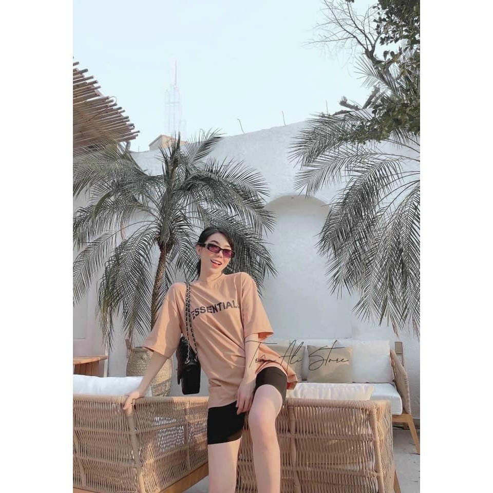 Set bộ đồ nữ áo phông chữ ESS mix quân legging lửng | BigBuy360 - bigbuy360.vn