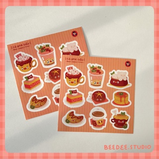 Tấm sticker CÀ PHÊ GẤU decal chống thấm nước | hàng độc quyền Beedee.studio |