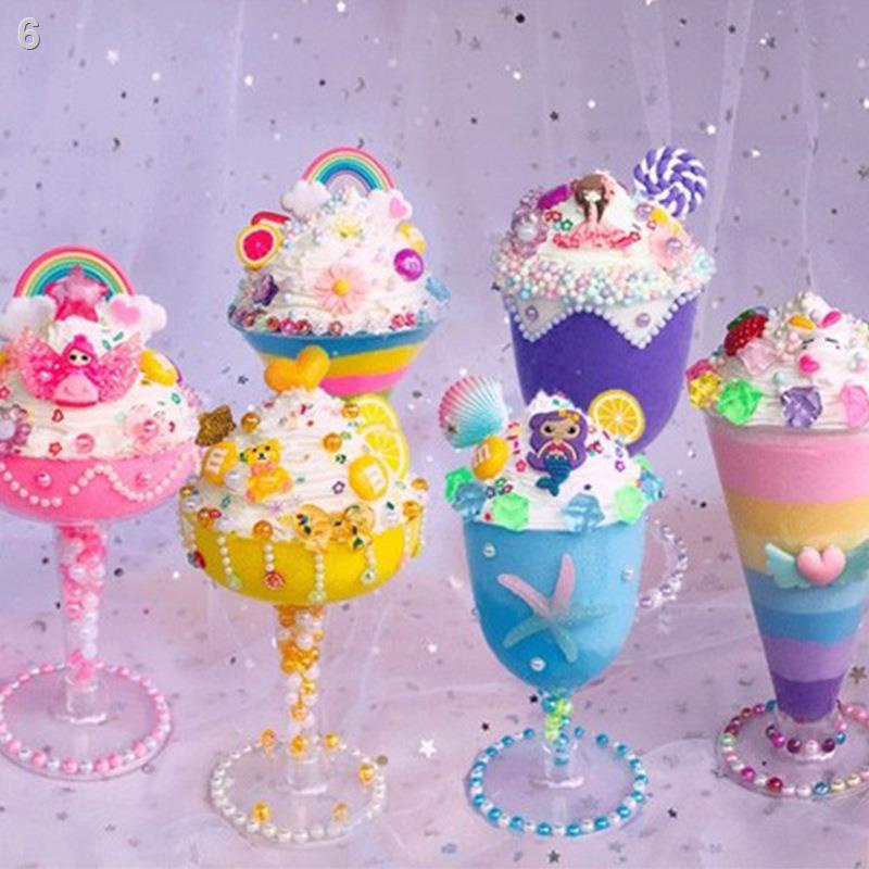 ▲Đồ chơi trẻ em làm bằng tay tự đất sét mô phỏng kem sundae cô gái nhà gói nguyên liệu