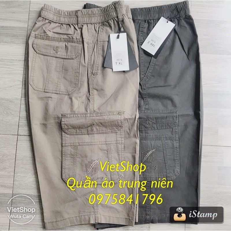 Quần ngố kaki túi hộp nam trung niên chất mềm mát có size 95kg