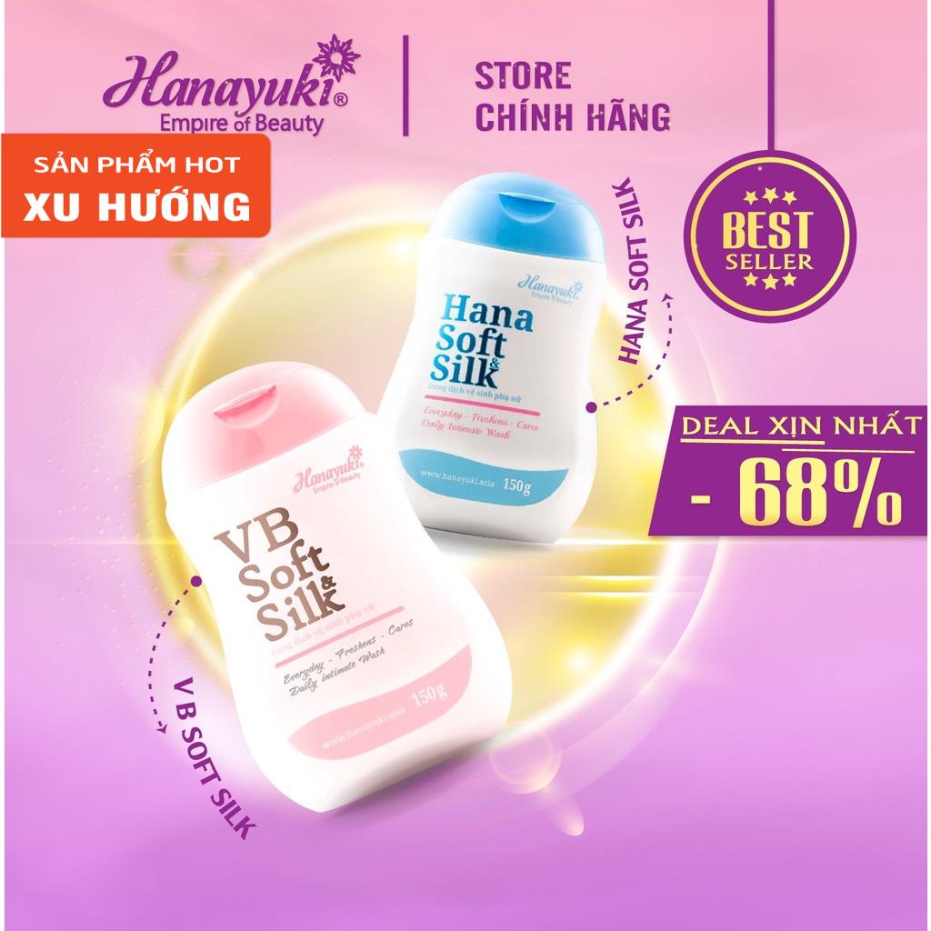 Sỉ- Dung dịch vệ sinh nam nữ màu hồng &amp; xanh Hanayuki VB Soft Silk chính hãng 150g - Hanayukivietnam