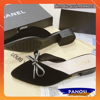 [Mã FASHIONGREEN264 giảm 10% tối đa 30k đơn từ 99k] Giày sục nữ da nhung đính kèm nơ đá S336