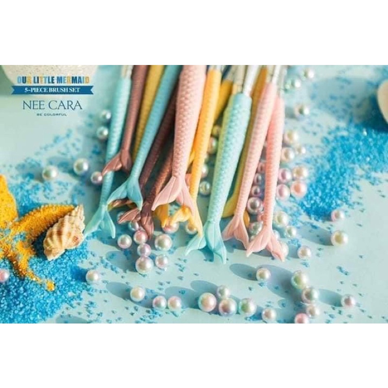 Set 5 cọ Neecara phiên bản tiên cá lông mềm mịn ăn phấn