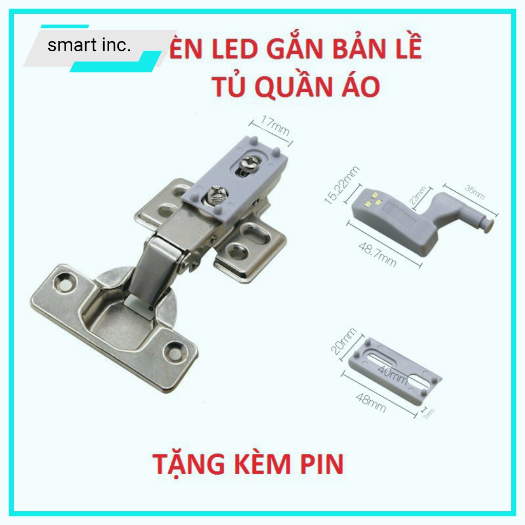 Đèn Gắn Lắp Bản Lề Cửa Tủ Nhà Bếp Ngăn Kéo Đèn Led Chiếu Sáng Cửa Tủ Quần Áo Thông Minh Tặng Kèm Pin