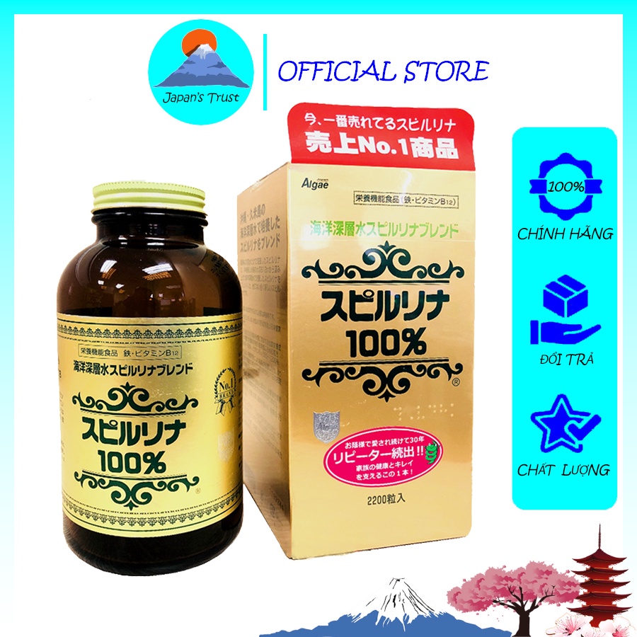 Tảo xoắn Spirulina Nhật Bản 2200 viên - Giá tốt - Hàng chính hãng