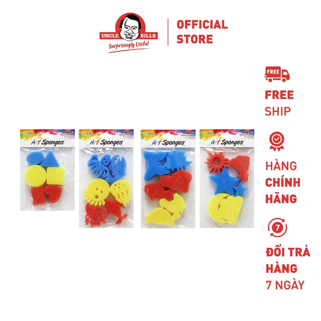 Bộ bọt biển vẽ tranh 6 miếng Uncle Bills QA0533