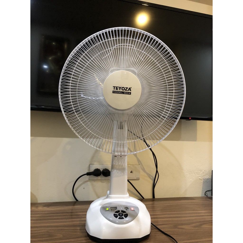 Quạt Tích Điện 5 Cánh 14 inch LÊN ĐẾN 15H CHẠY ÊM - TEYOZA Model S014 - BH 6 tháng Checked By Vinacontrol
