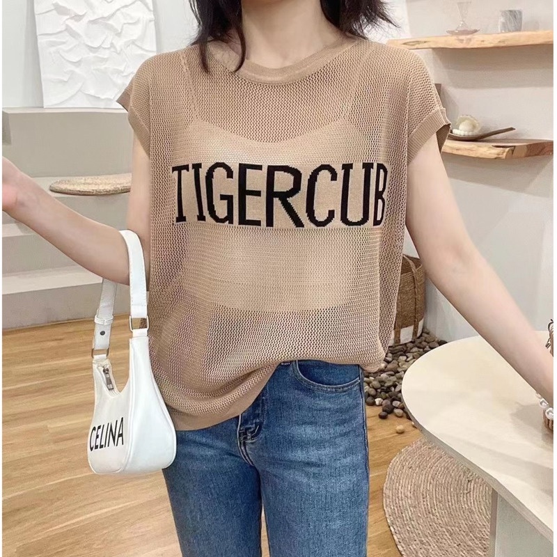 Áo Thun Dệt Kim Không Tay Cổ Tròn Dáng Rộng Thời Trang Mùa Hè Dành Cho Nữ