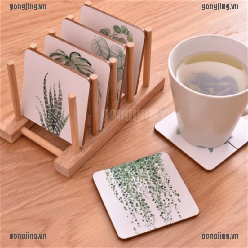 GONJ Plant Printing Ceramics Cup Pad Non-Slip Heated Mat Coffee Tea Drink Mat