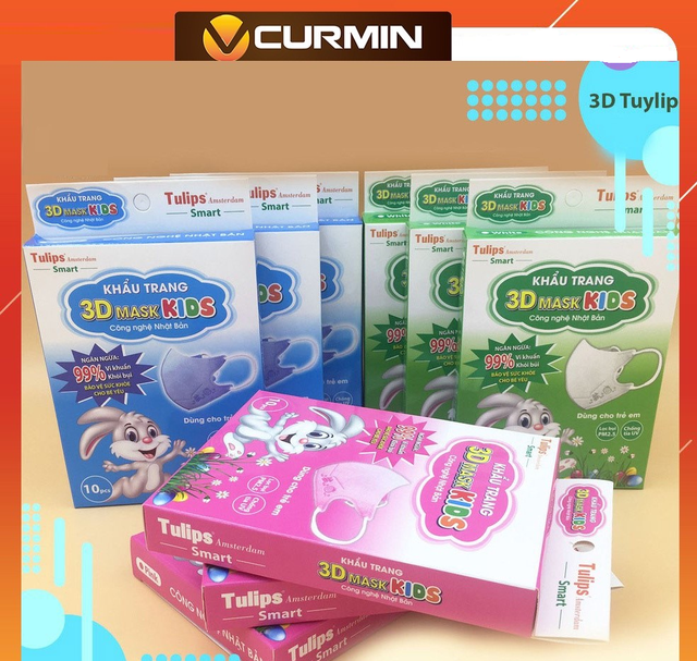 Khẩu Trang Cho Bé TULIPS AMSTERDAM 💓 Khẩu Trang Trẻ Em 3D Mask Kids 💓 Hình Thú 💓 Hộp 10 Cái