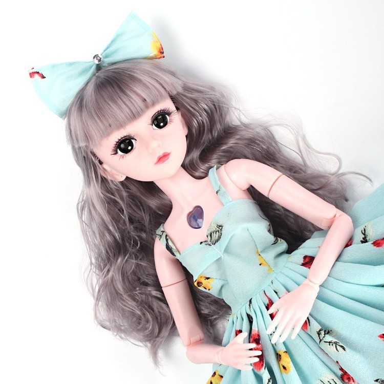 Búp Bê 3D BJD Trơn 18 Khớp Cao 60cm - Không Nhạc Tặng Váy Xanh Và Giầy